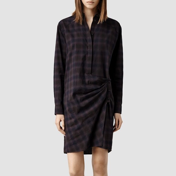 AllSaints Irma Plaid Shirt Dress ASO Spencer Hastings - Picture 3 of 12
